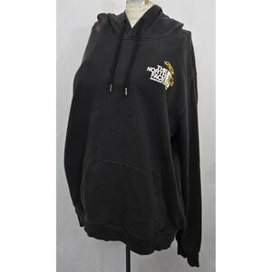 The North Face Sunflower Floral Graphic Hoodie L Black Acid‎ Wash DISTRESSED